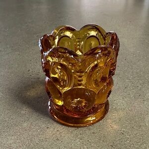 Vintage L.E. Smith Amber Moon And Stars Toothpick Holder